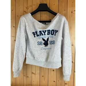 Play Boy Gray Off the Shoulder Sweatshirt Size Small